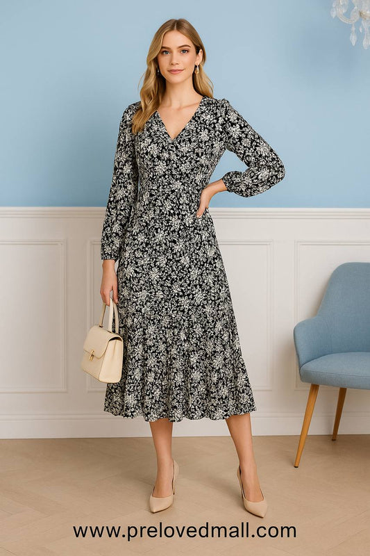 Black & White Floral Maxi Dress