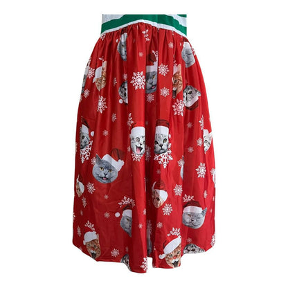 Festive Cat-Themed Knotted Dress