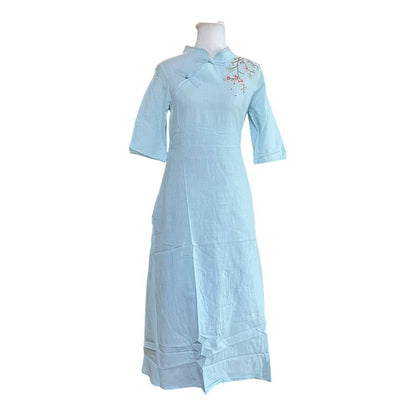 Light Blue Embroidered Cheongsam