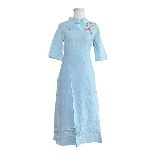 Light Blue Embroidered Cheongsam