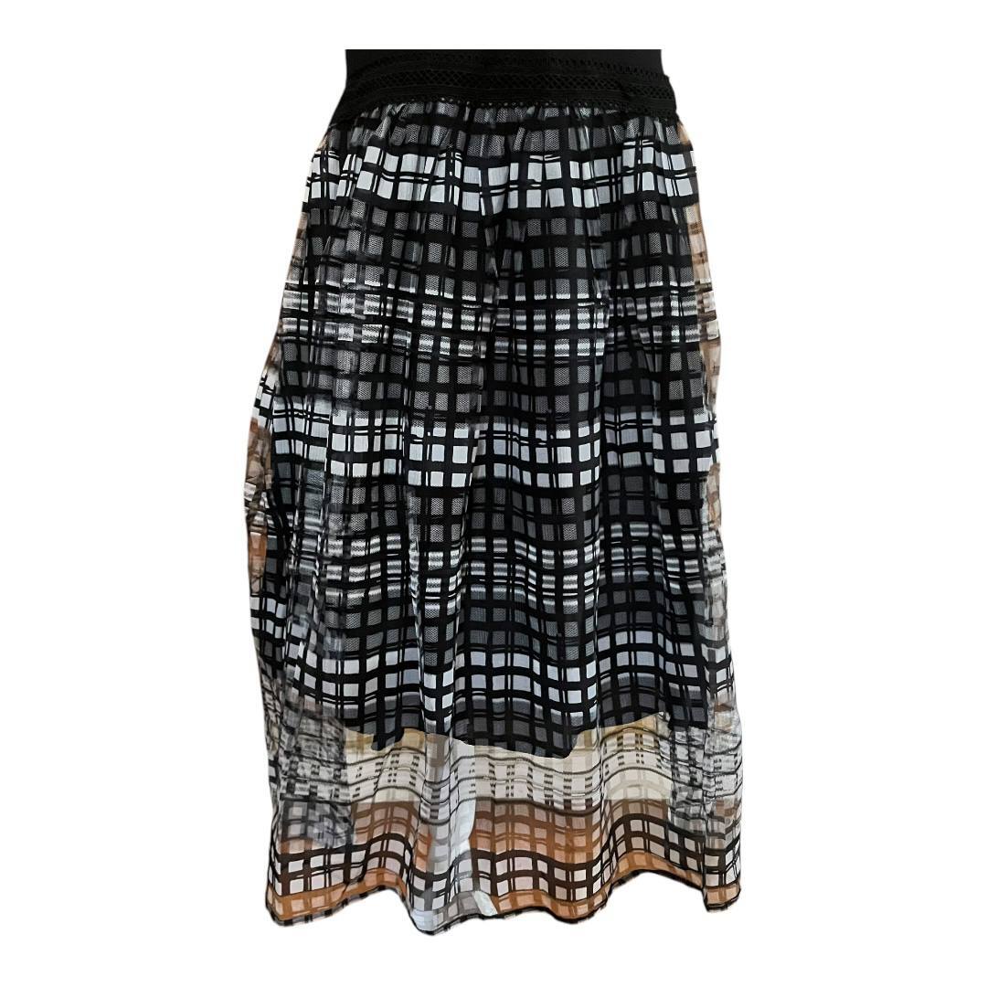 Black Top Plaid Midi Dress