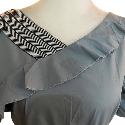 Blue Ruffled A-Line Dress