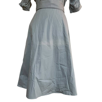 Blue Ruffled A-Line Dress