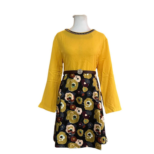 Vintage Mustard Bell Sleeve Dress