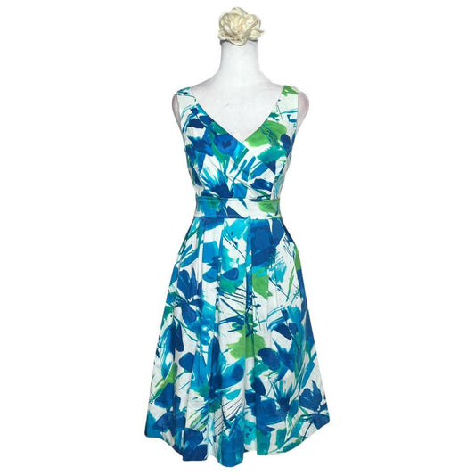 Vintage Abstract Print Flared Dress