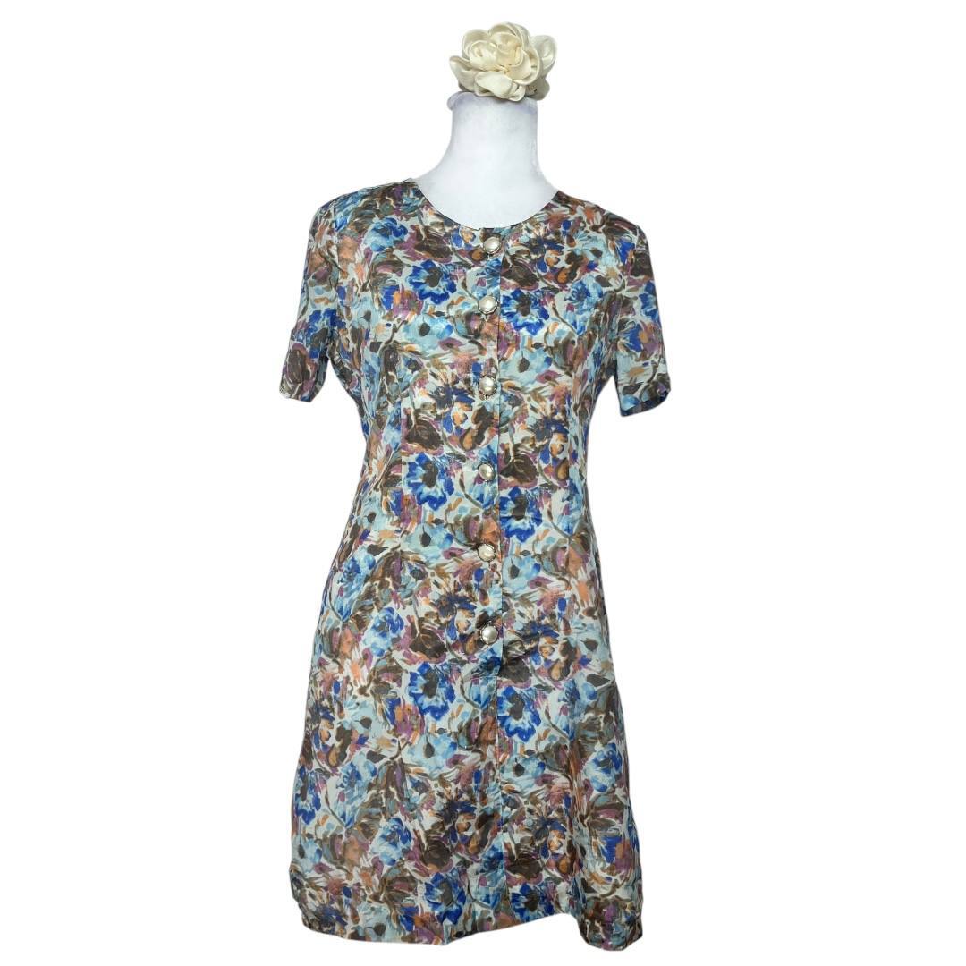 Floral Button-Front Vintage Dress