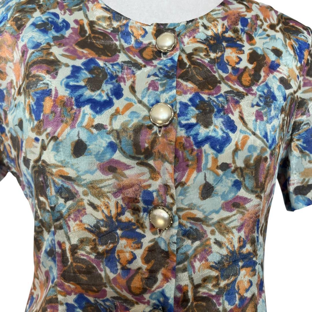 Floral Button-Front Vintage Dress