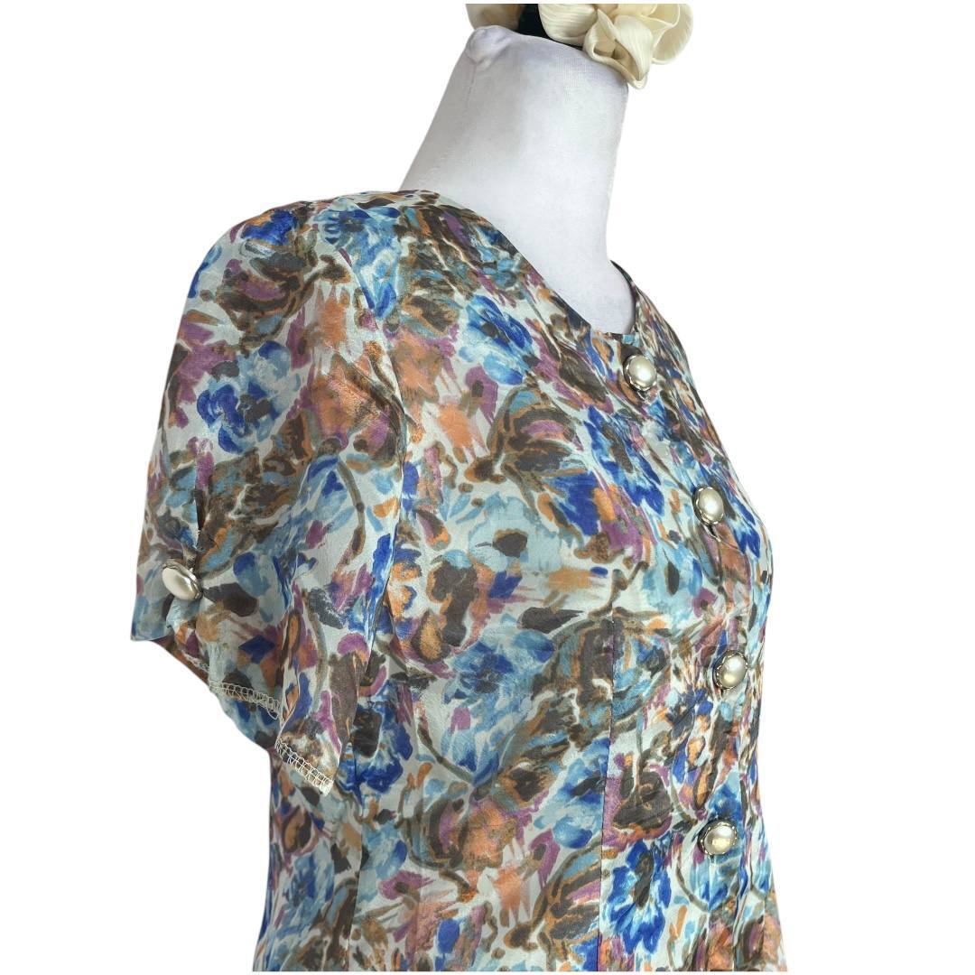 Floral Button-Front Vintage Dress