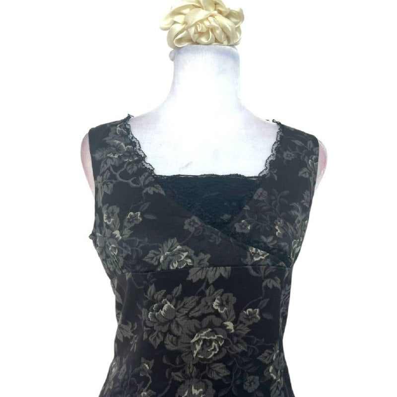 Black Floral Lace Sleeveless Dress