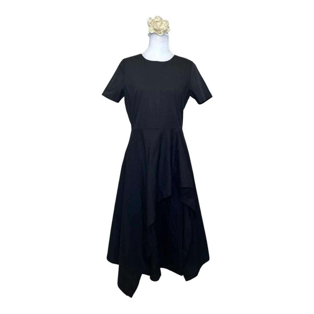 Black Asymmetrical Ruffle Shirt Dress