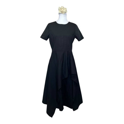 Black Asymmetrical Ruffle Shirt Dress