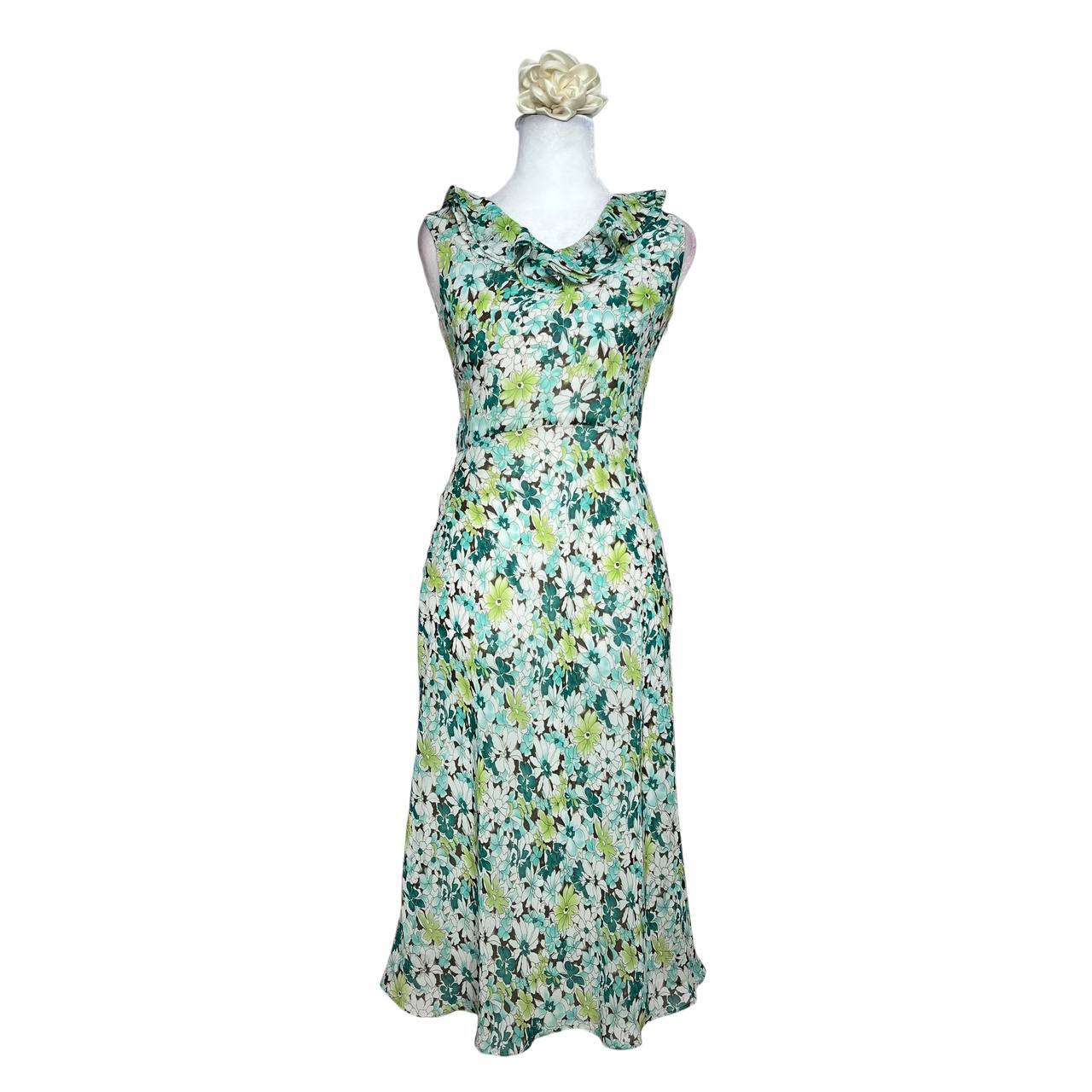 Green Floral Ruffle Dress