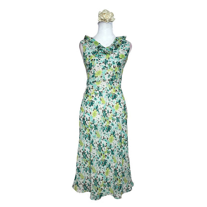 Green Floral Ruffle Dress