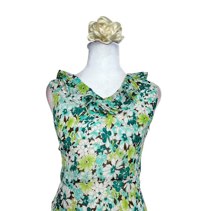 Green Floral Ruffle Dress