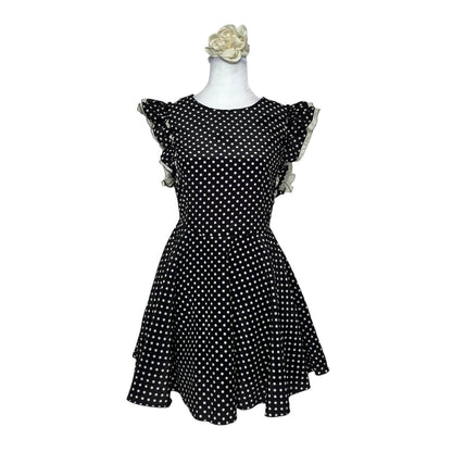 Black Polka Dot Flare Cocktail Dress