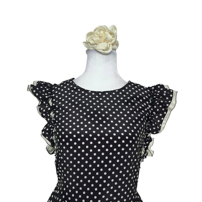 Black Polka Dot Flare Cocktail Dress