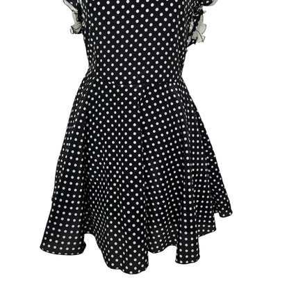 Black Polka Dot Flare Cocktail Dress