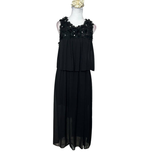 Black Sleeveless Semi-Sheer Dress