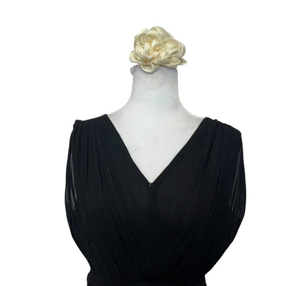 Black Sleeveless Calf-Length Dress