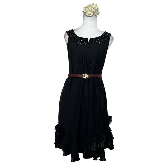 Black Sleeveless Ruffled Dress