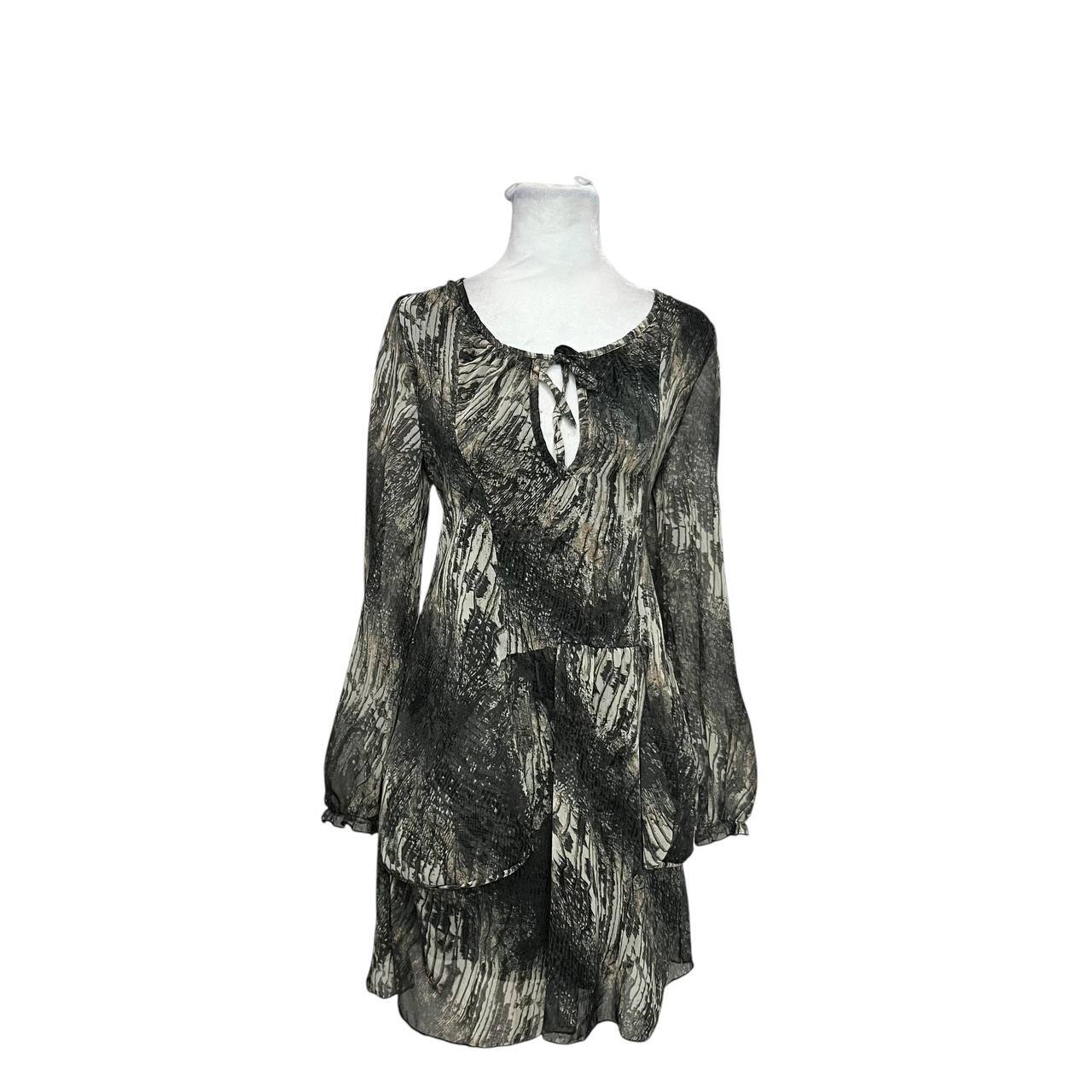 Black Abstract Pattern Blouse Dress