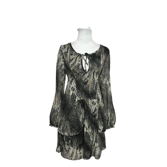 Black Abstract Pattern Blouse Dress