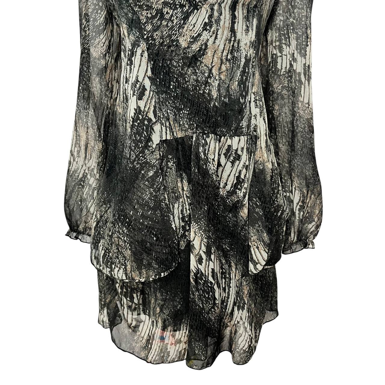 Black Abstract Pattern Blouse Dress