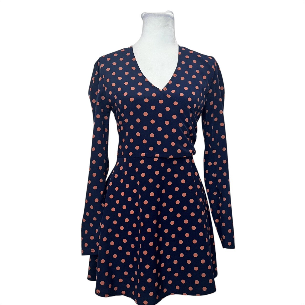 Navy Blue Polka Dot Mini Dress
