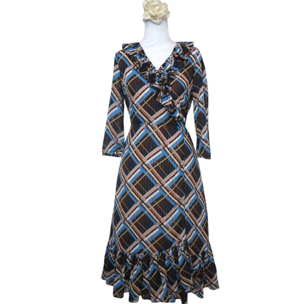 Plaid V-Neck Wrap Dress