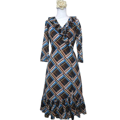 Plaid V-Neck Wrap Dress