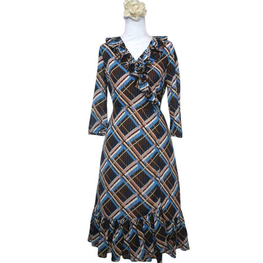 Plaid V-Neck Wrap Dress