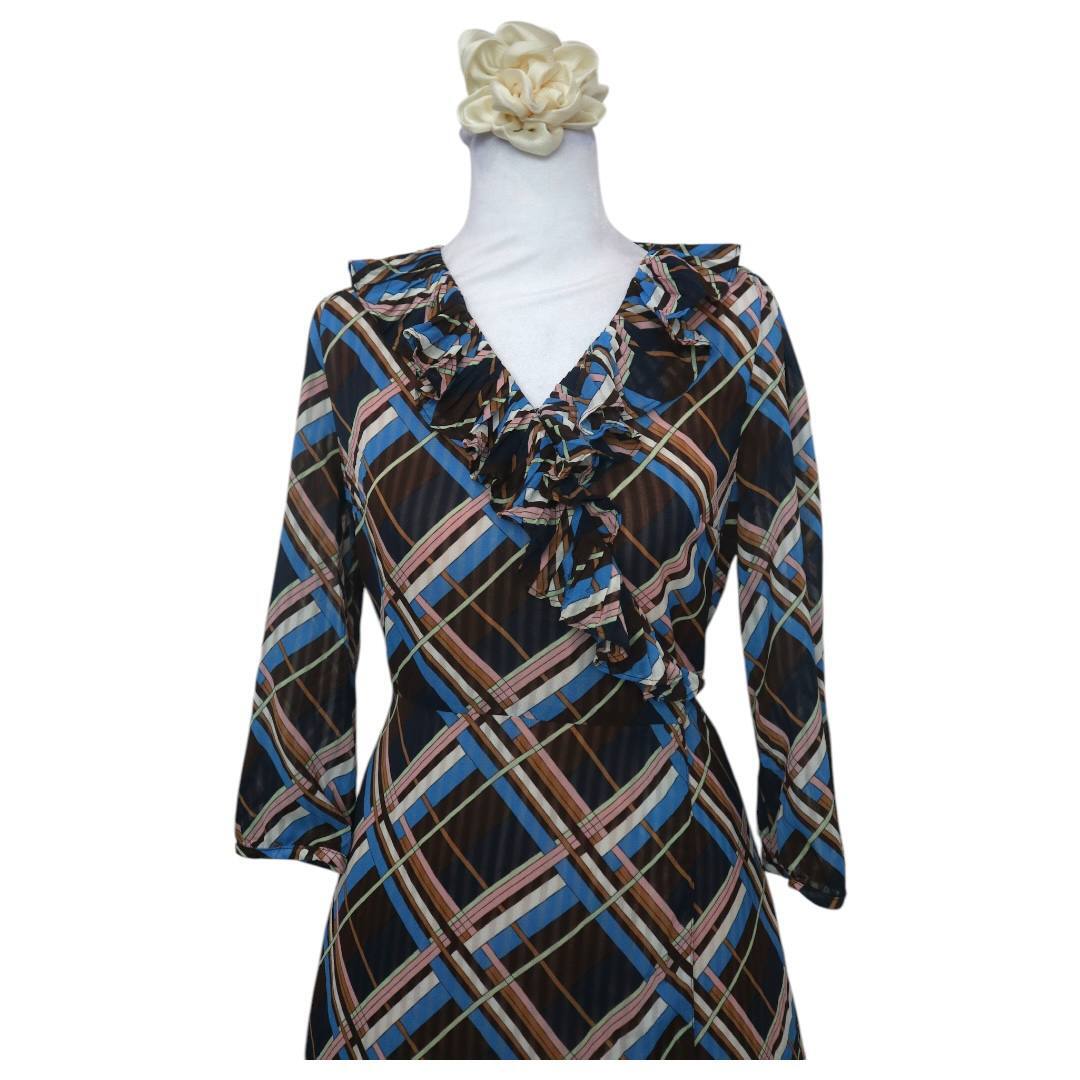 Plaid V-Neck Wrap Dress