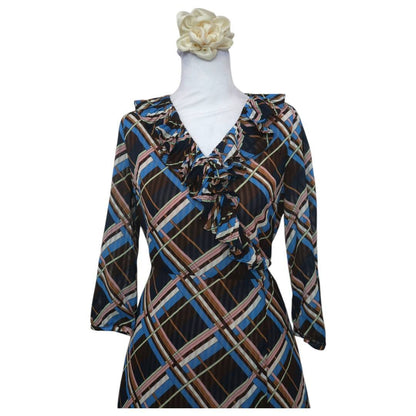 Plaid V-Neck Wrap Dress