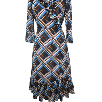 Plaid V-Neck Wrap Dress