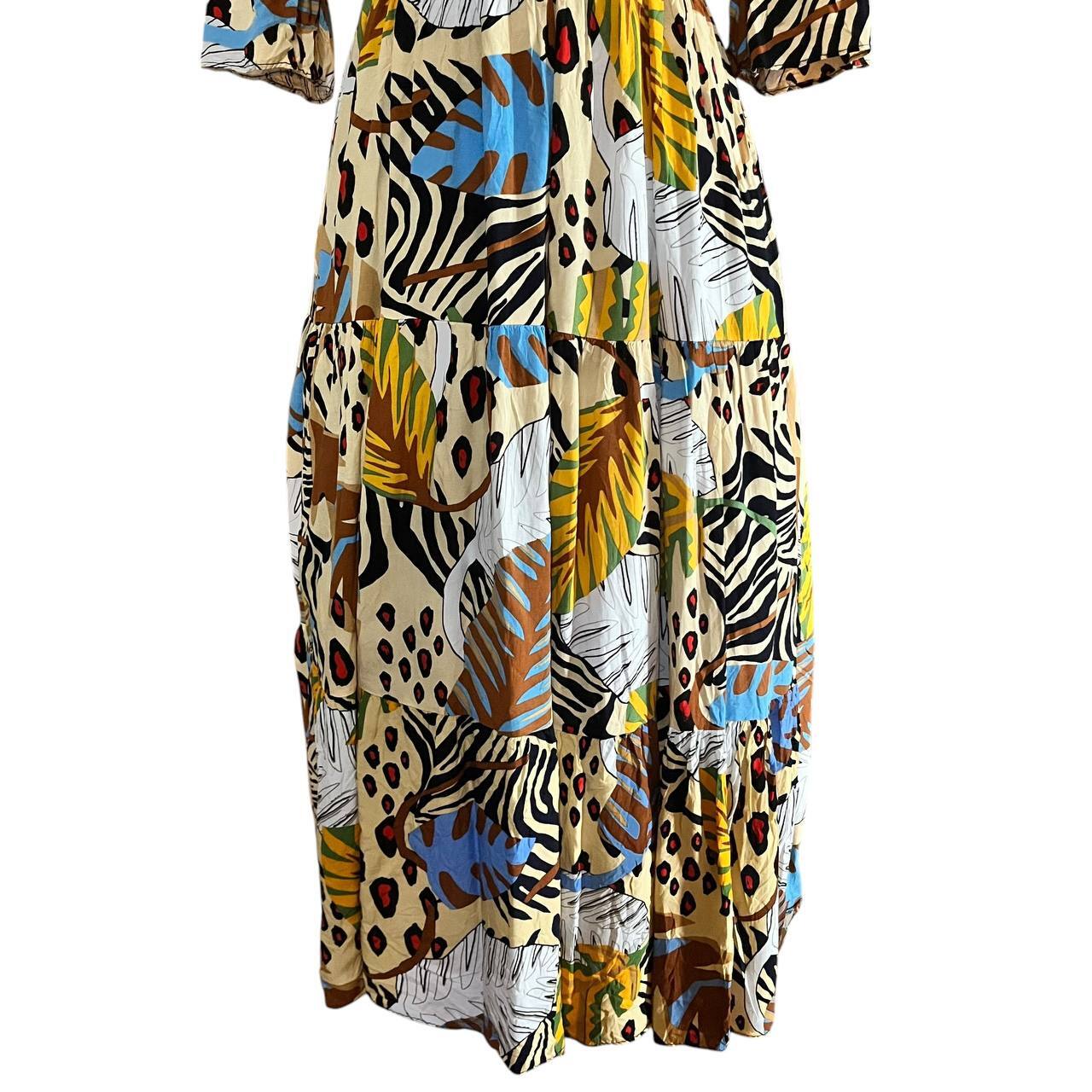 Yellow Bohemian Tropical Print Maxi Dress
