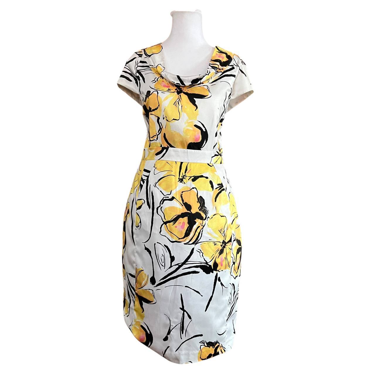 Yellow Floral Capped Sleeve Dress