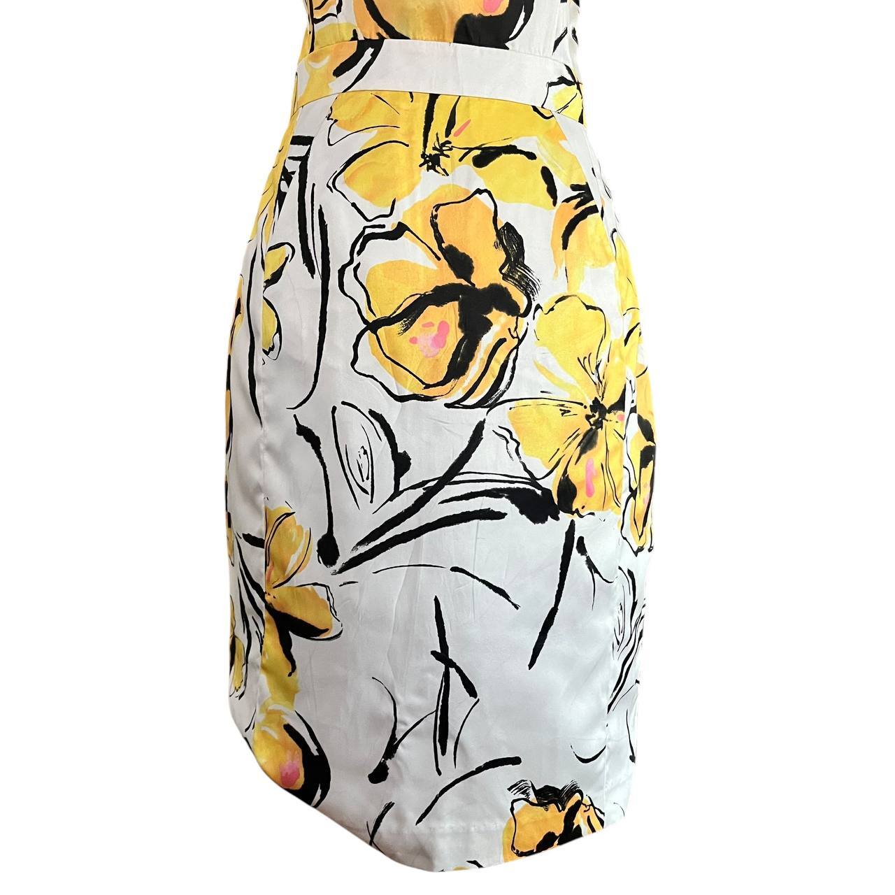 Yellow Floral Capped Sleeve Dress