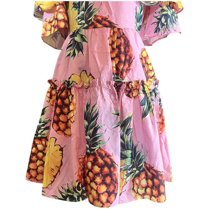Pink Off-Shoulder Pineapple Dress
