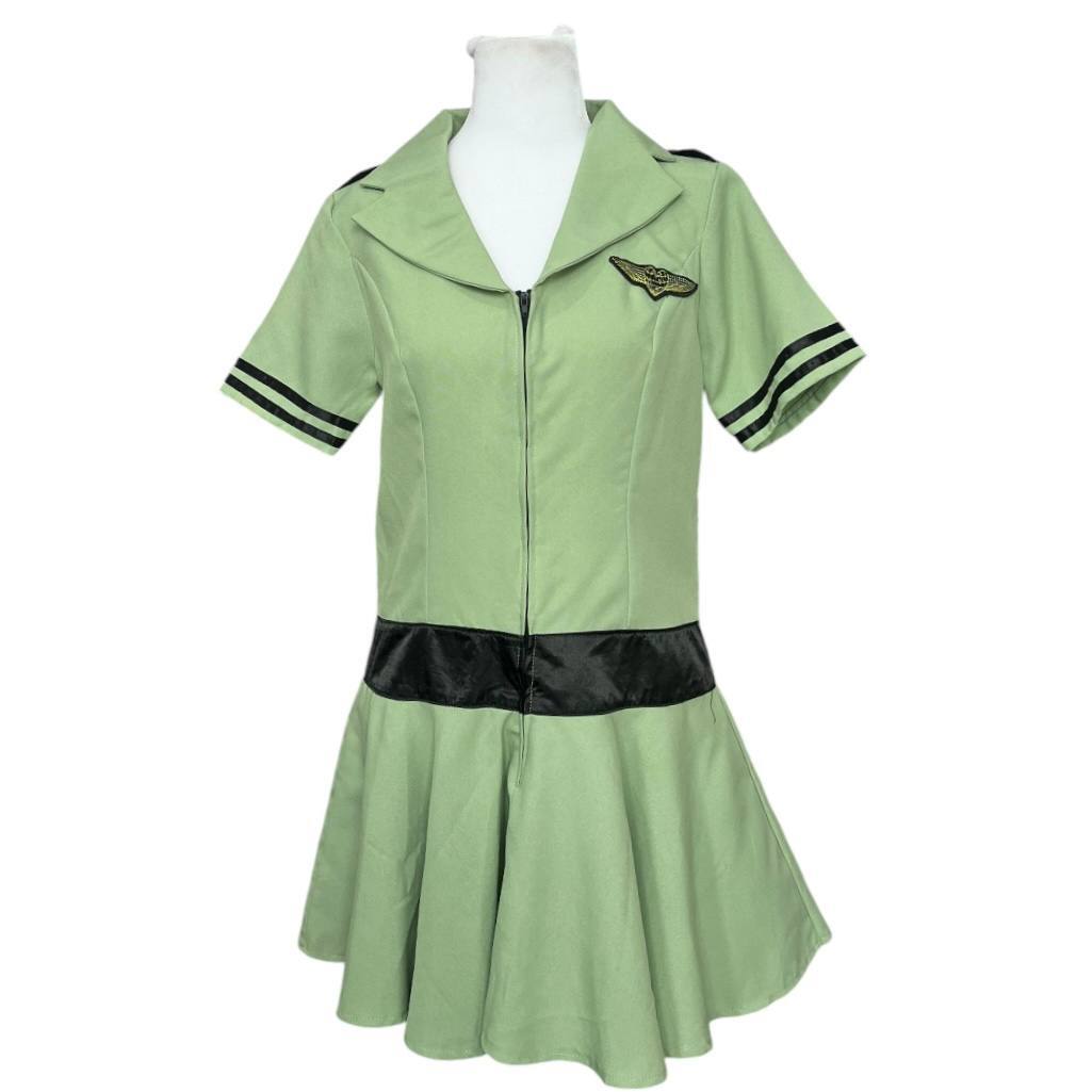 Green Flight Attendant Costume Dress