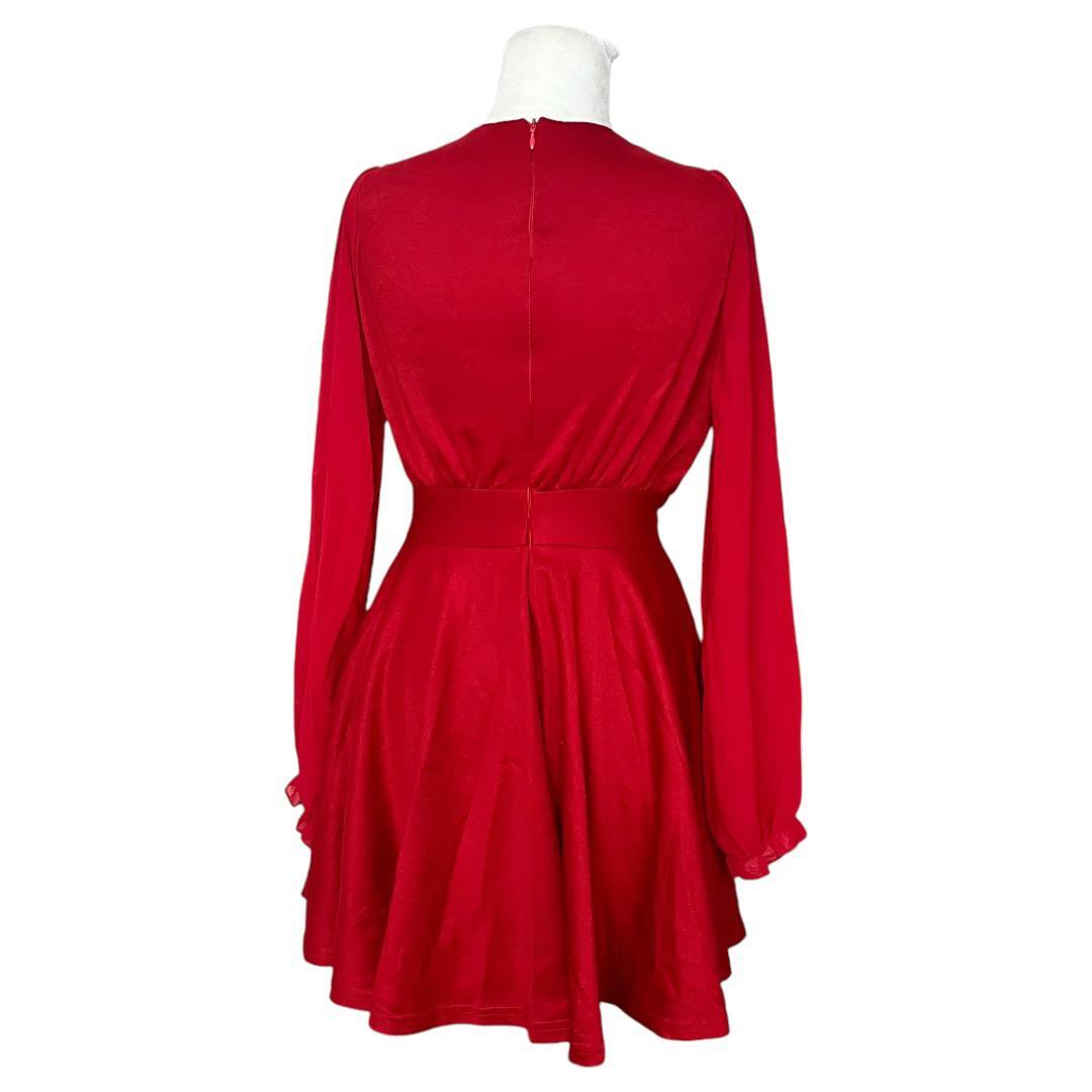 Red Vintage Dress with Long Sleeves
