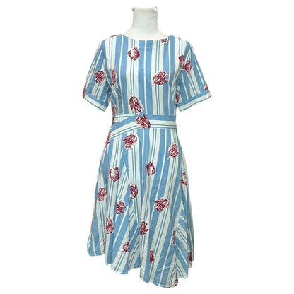Blue floral stripe dress