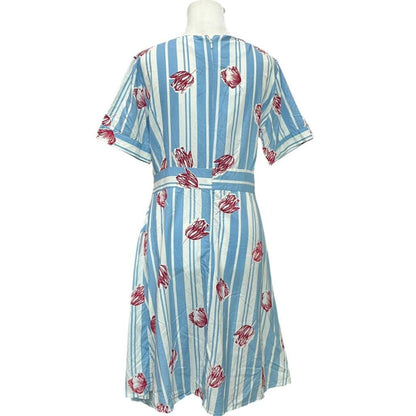 Blue floral stripe dress