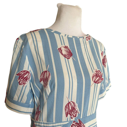 Blue floral stripe dress