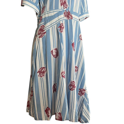 Blue floral stripe dress