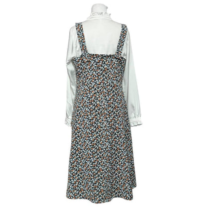 Vintage Black Floral Pinafore Dress