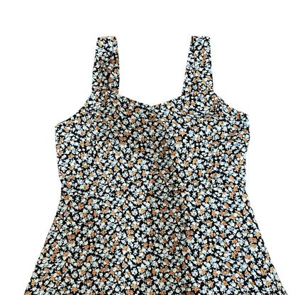 Vintage Black Floral Pinafore Dress
