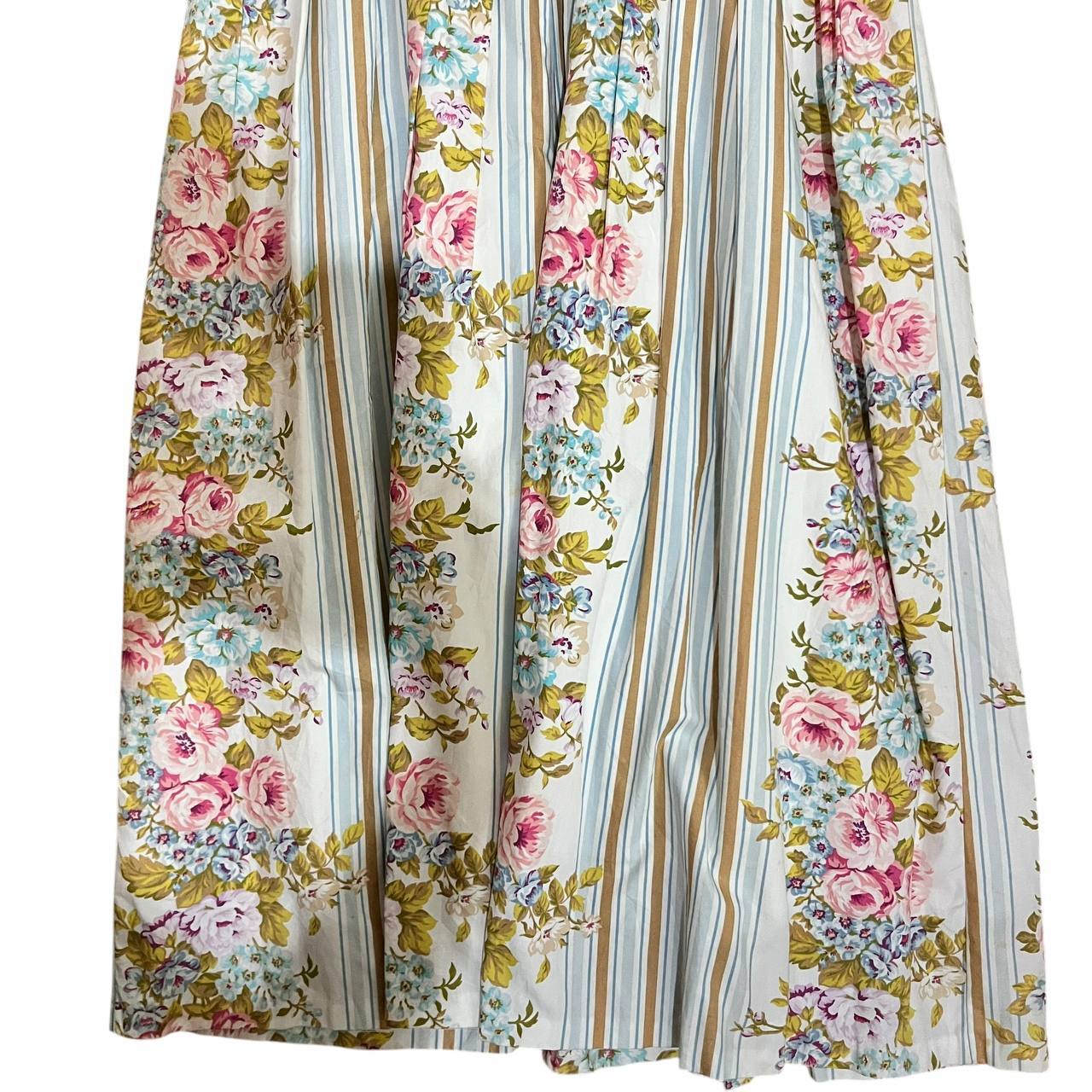 Vintage Floral Blue Stripe Dress