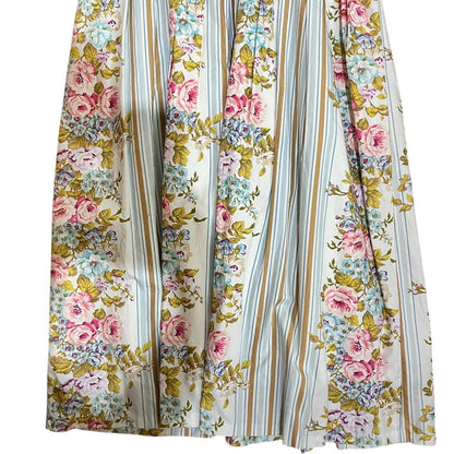 Vintage Floral Blue Stripe Dress