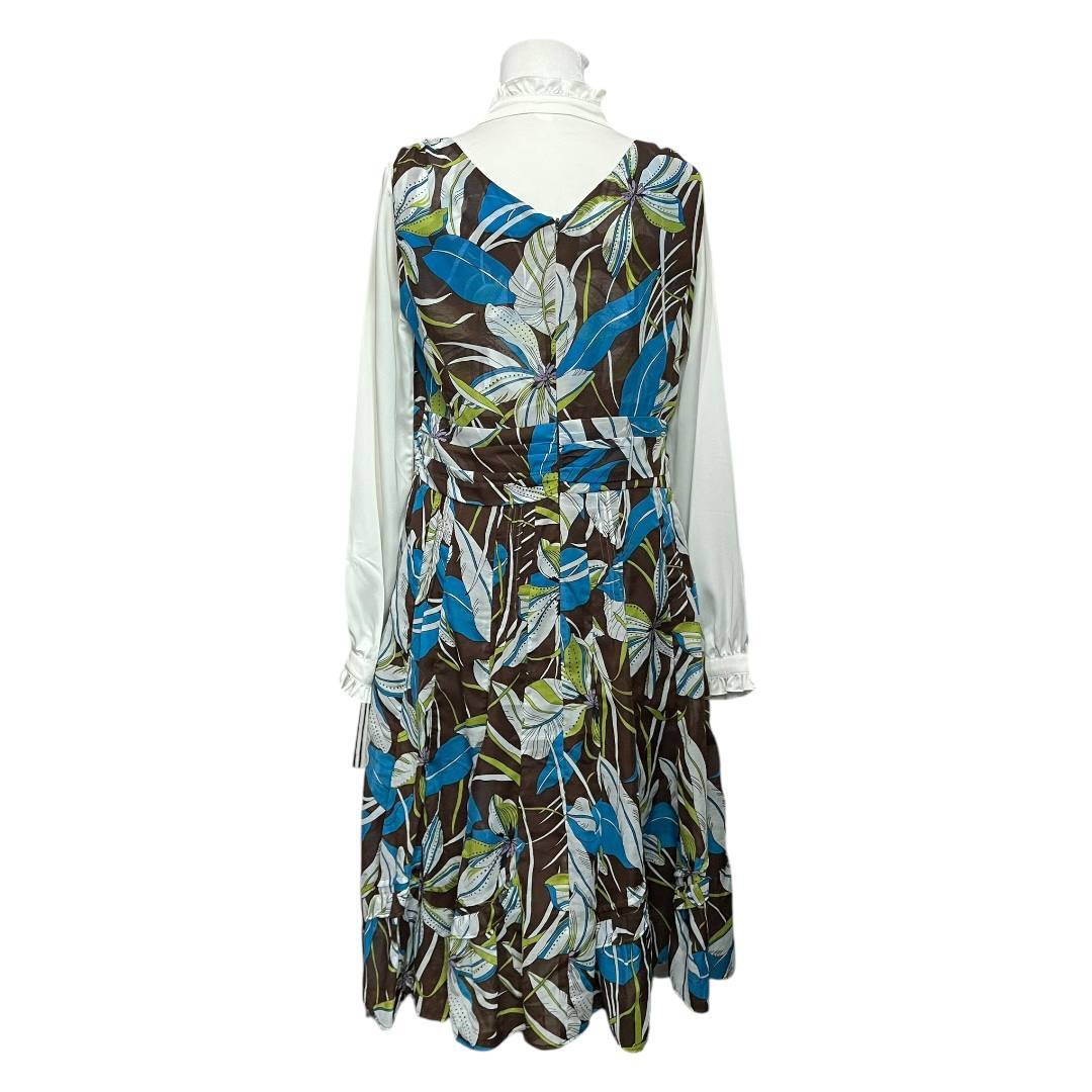 Vintage Blue Floral Pinafore Dress