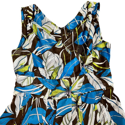 Vintage Blue Floral Pinafore Dress